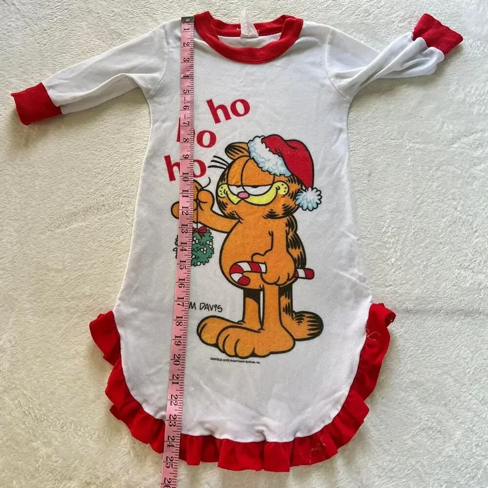 Vintage Bates-jama Garfield Christmas Nightgown Girls size 3T 1978 Pajamas